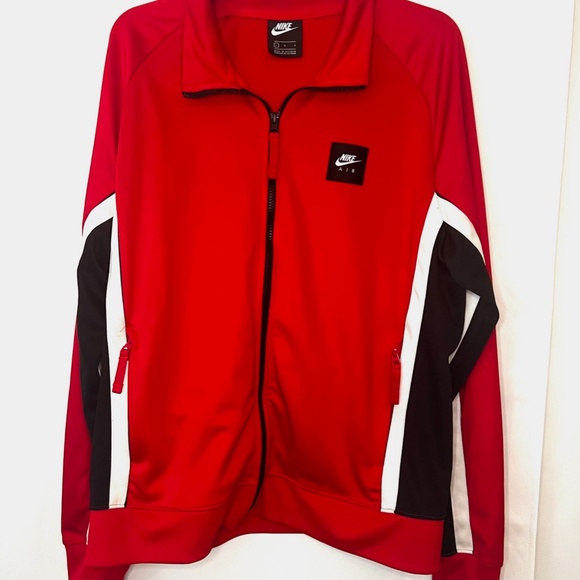 NIKE AIR Sportswear, Lightweight Track Jacket, Sewn Text, Red-Black-White, L - Picture 6 of 12